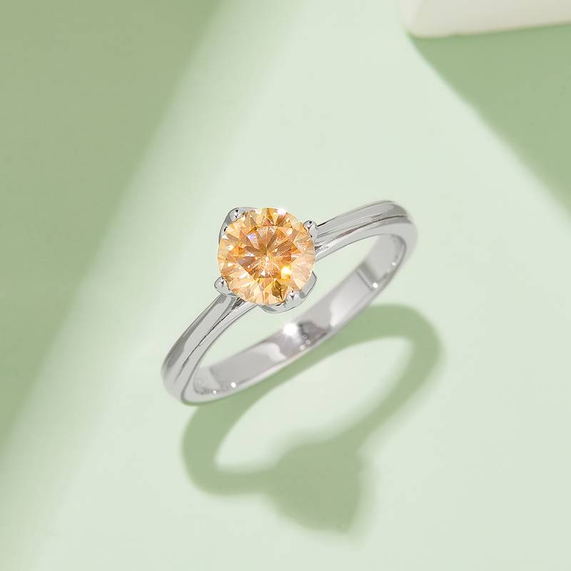 直臂莲花S925银镀白金MoissaniteWomen's Ring1ctD级